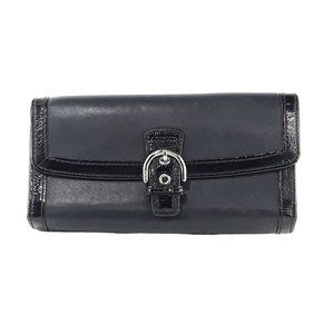 Coach Black Leather Trifold Envelope Wallet
